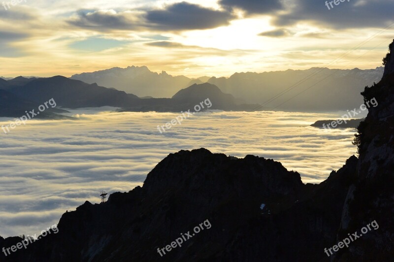 Salzburg Austria Unterberg Fog Clouds