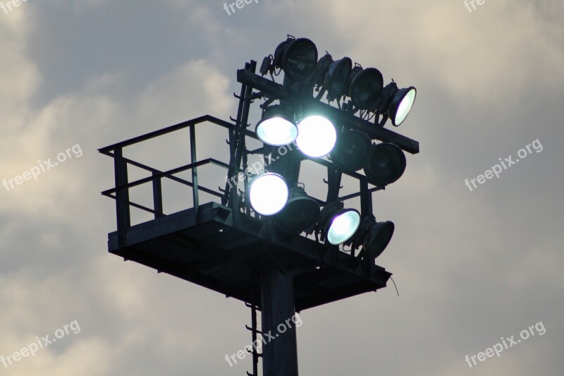 Flood Light Sky Evening Lighting Pole Lighting