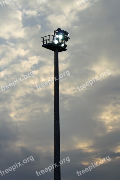 Flood Light Sky Evening Lighting Pole Lighting