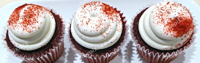 Red Velvet Cupcakes Sweet Dessert Food Baking Gourmet