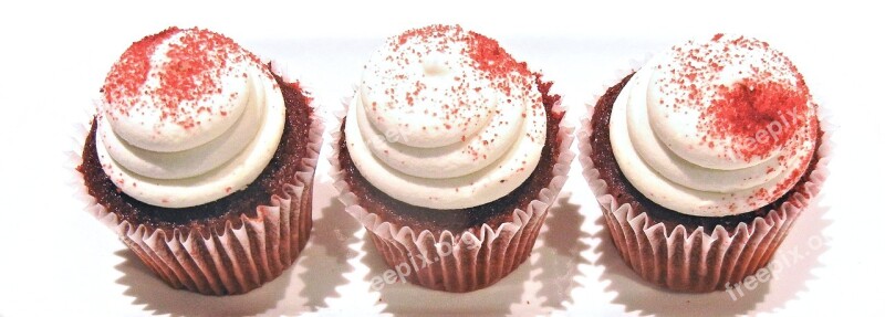 Red Velvet Cupcakes Baked Sugar Food Sweet