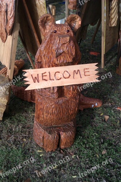 Welcome Chainsaw Bear Carving Free Photos