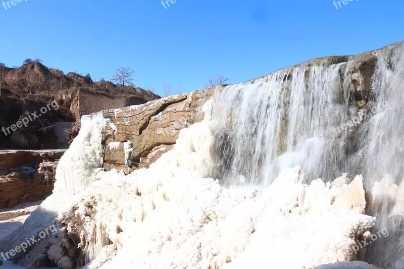 Blue Sky Falls Icefall Free Photos