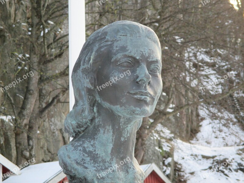 Statue Bust Woman Face Ingrid Bergman Fjällbacka