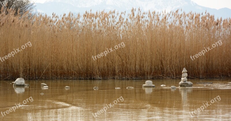 Reed Waters Lake Stones Zen