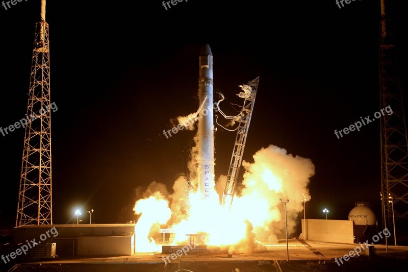 Rocket Launch Night Countdown Spacex Lift-off