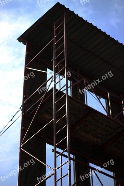 Ladder Firefighters Heaven Blue Clouds