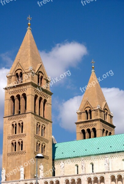 Hungary Pecs Dom Church Towers