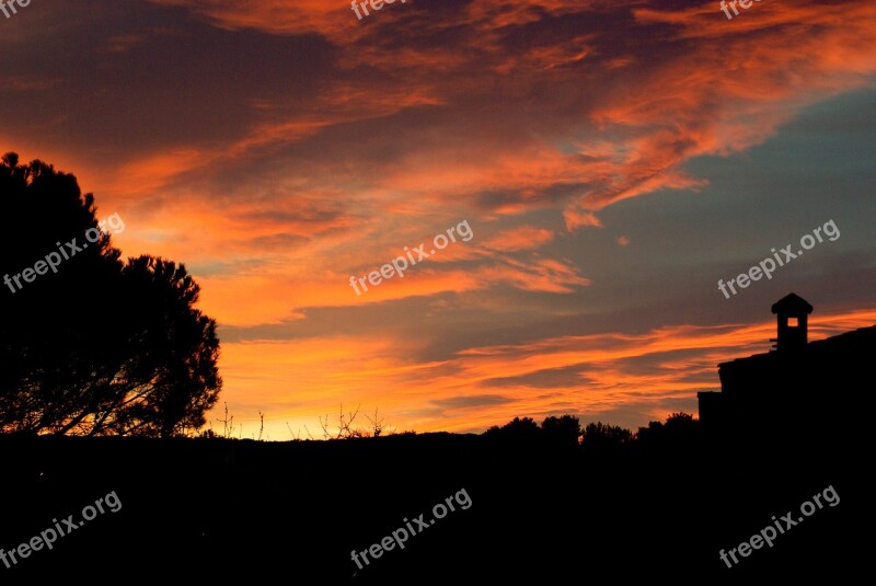 Sunset Clouds Shadows Twilight Sun's Rays