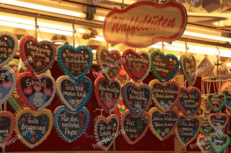 Folk Festival Fairground Naschbude Candy Gingerbread Hearts