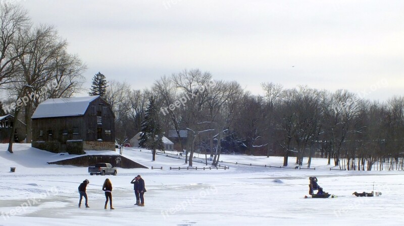 Winter Wonderland Snow Ice Pond