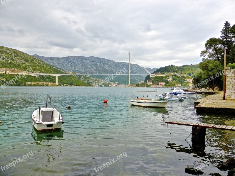 Coast Bridge Waterfront Dubrovnik Scenic