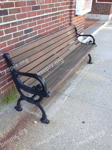 Bench Brick Seat Sidewalk Free Photos