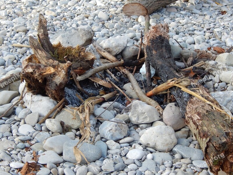 Fireplace Gravel Bed Gravel Bank River Pebbles