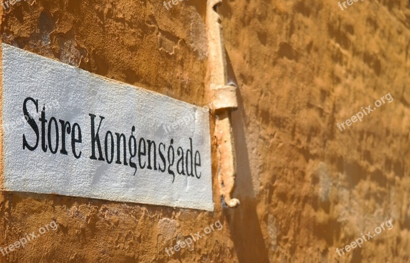 Copenhagen Denmark City Street Sign Yellow Wall