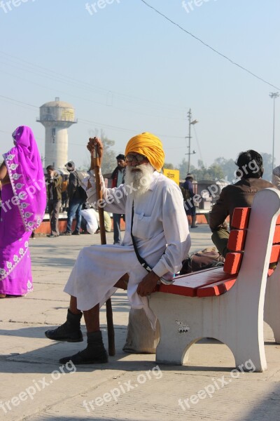 Old Man Sikh Religion Railway Station Patiala