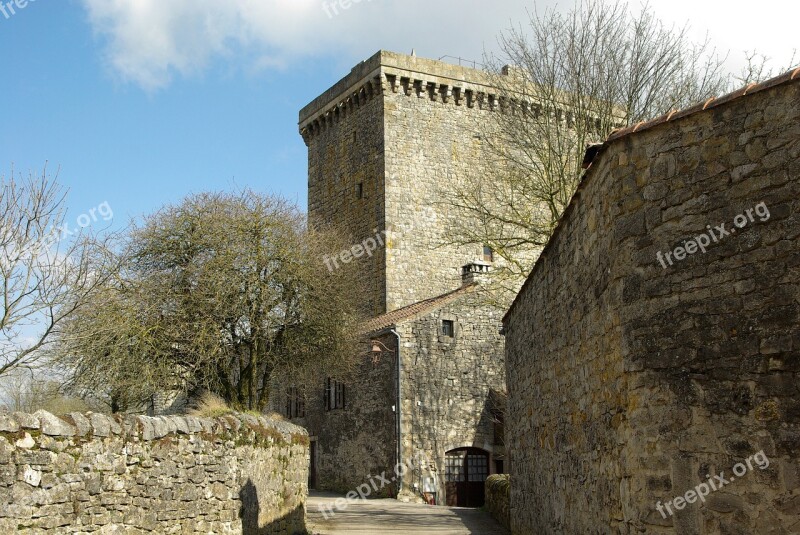 France Viala Of No Jaux Tower Medieval Village Narrow Street