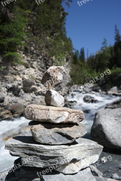 Cairn Stones River Flow Water