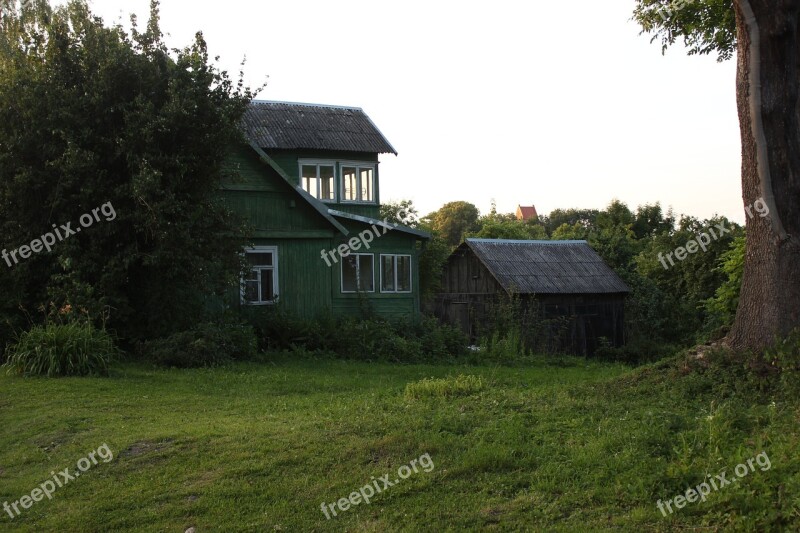 Village Old House Lithuania Country Side Wooden House