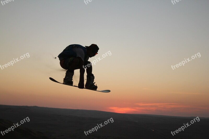 Sandboarding Dune Dunes Sand Desert