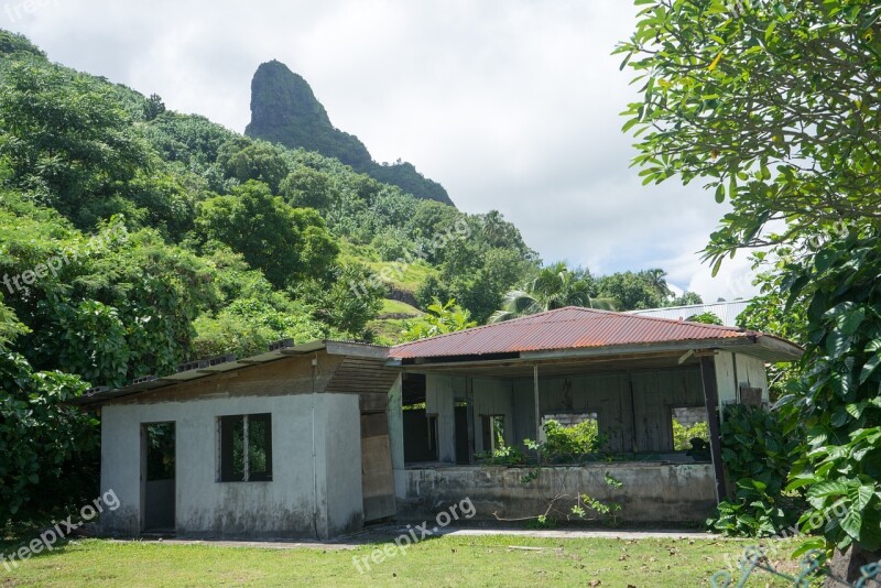 Moorea Abandoned Building Exotic Mountain Sky