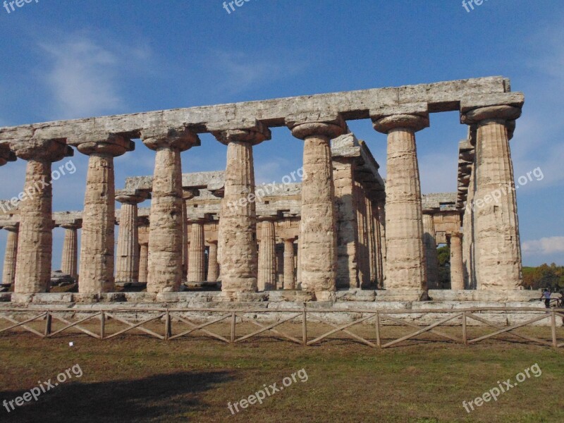 Greek Temples Paestum Columns Antiquity Architecture