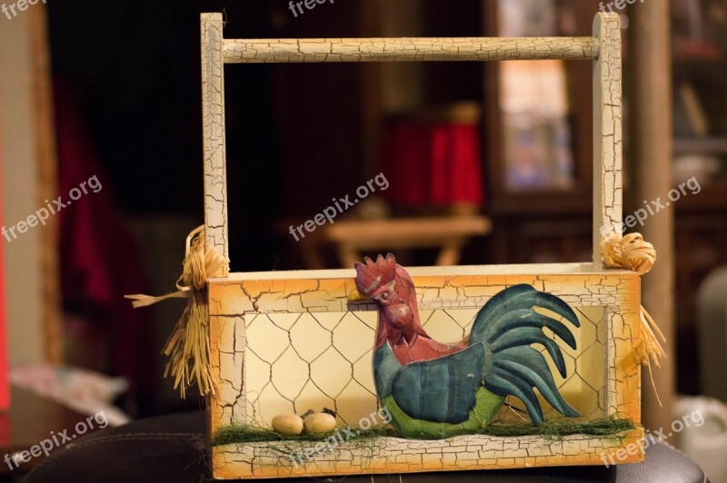 Rooster Basket Spring Egg Decoration