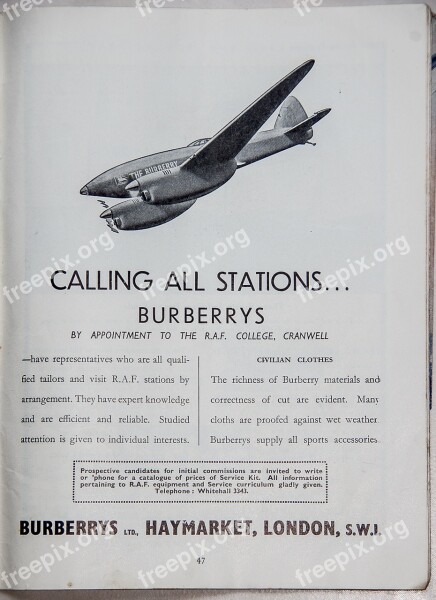 Advert Burberry Clothes Plane Aeroplane