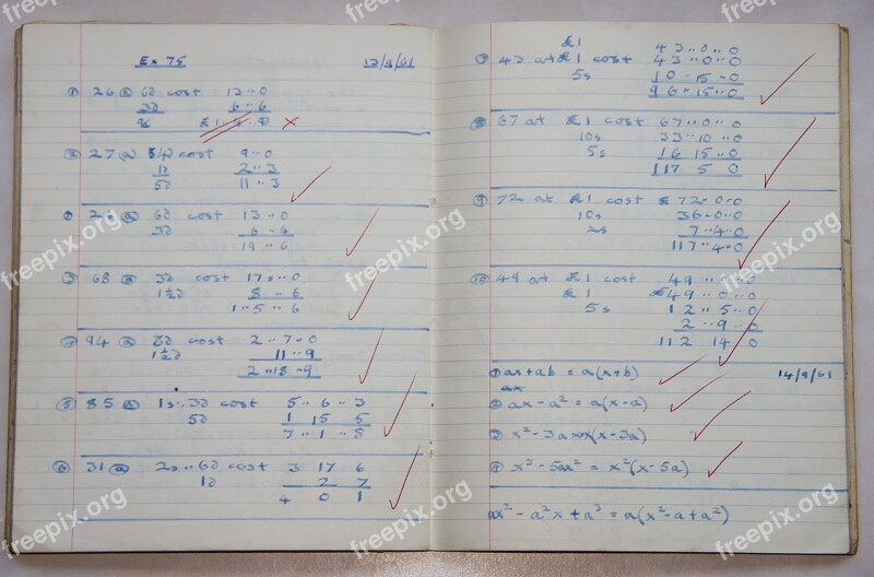 School Book Maths Sums Money