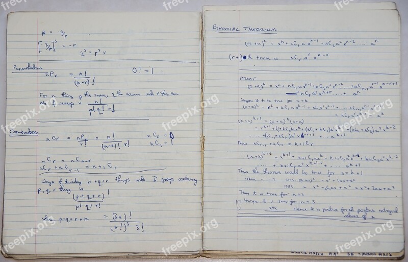 School Book Maths Algebra Binomial Theorem