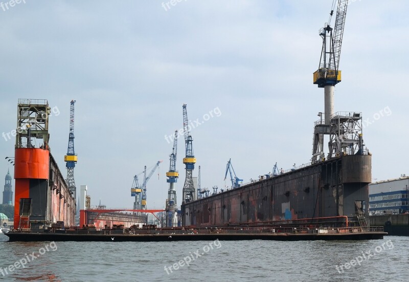 Hamburg Germany Port Water Crane