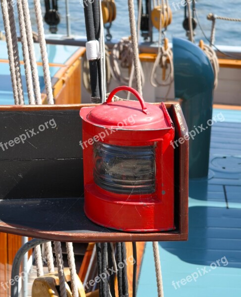 Lamp Red Ship Light Old