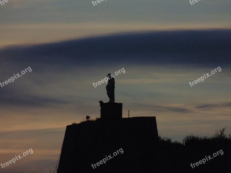 Statue Profile Sunset Cloud Sky