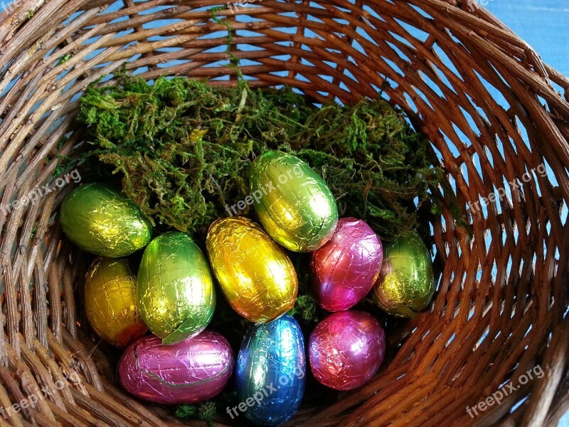 Easter Eggs Egg Basket Green Happy