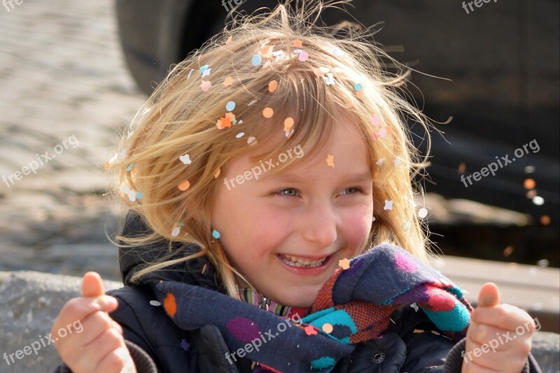 Child Girl Happy Confetti People