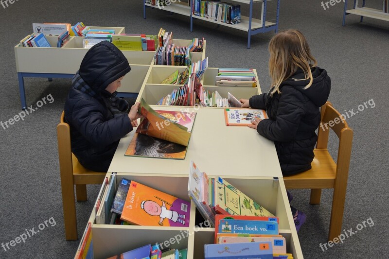 Children Boy Girl People Library