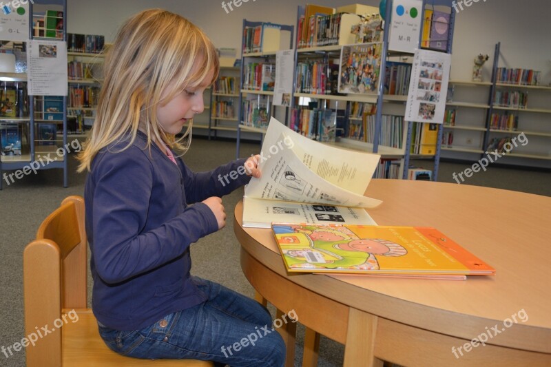 Child Girl People Library Books