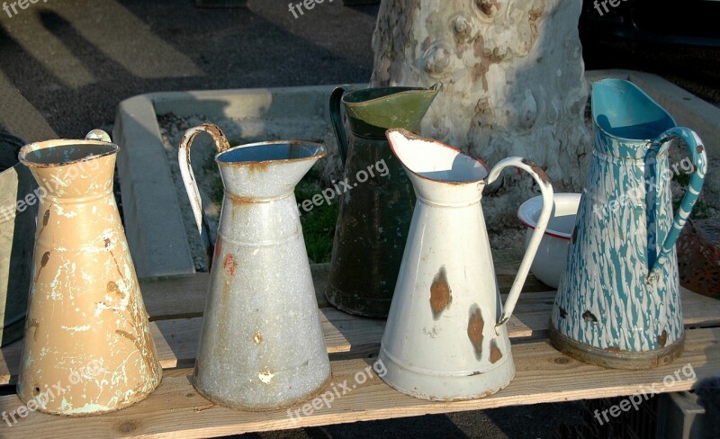 Flea Market Jug For Water Metal Enamelled Free Photos