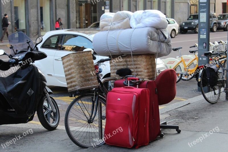 Moving By Bike Removal Suitcases Transport Bicycle