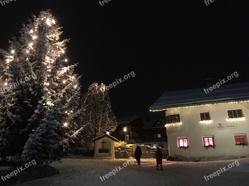 Tyrol Fiss Winter Night Walk Bergdorf