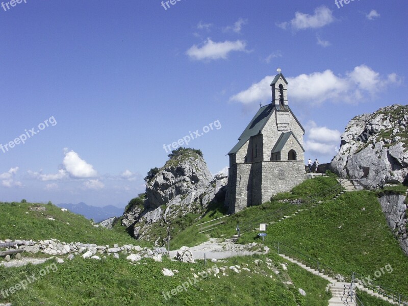 Church Wendelstein Mountain Bavaria Chapel