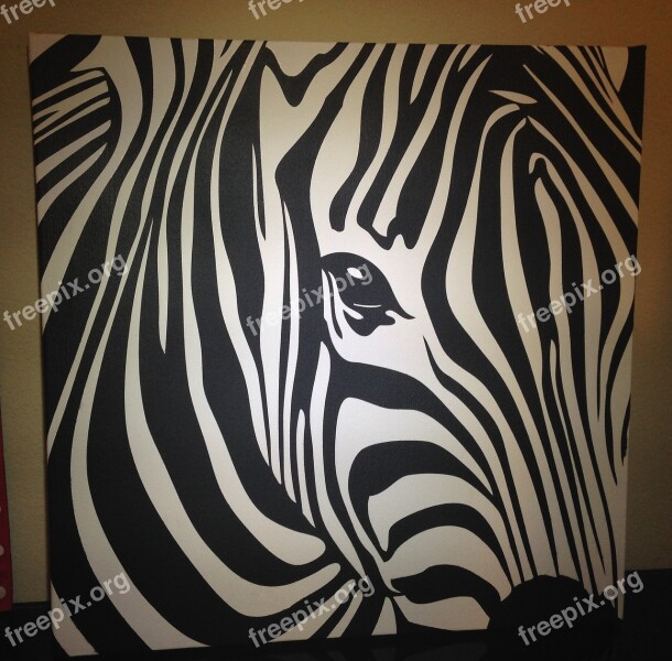 Animal Zebra Canvas Painting Nature