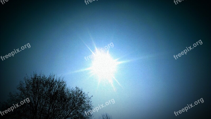 Solar Eclipse Effect Sun Background Blue