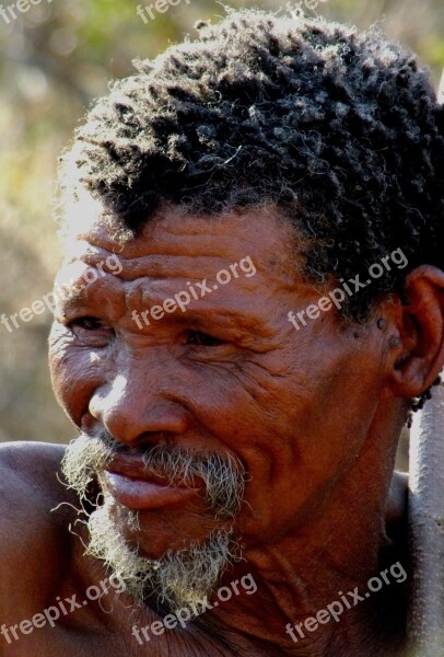 San Man Bushman Old Man Wrinkled Namibia