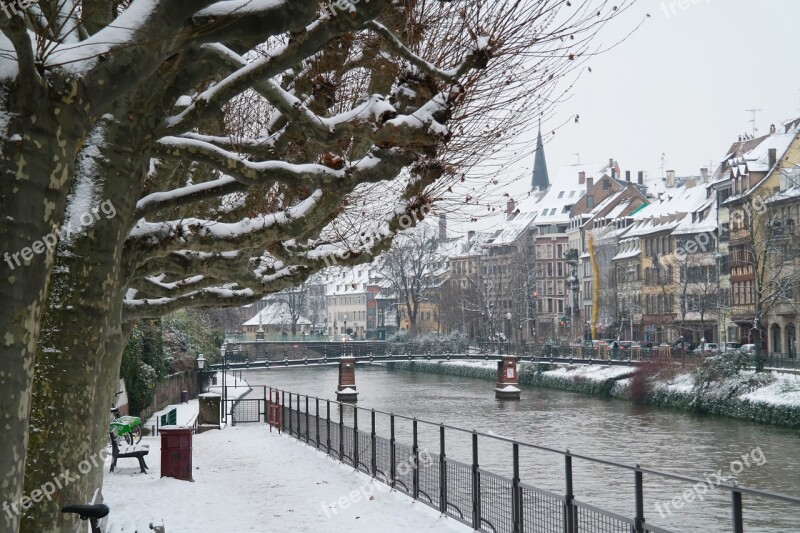 France Winter Snow Lake Trees