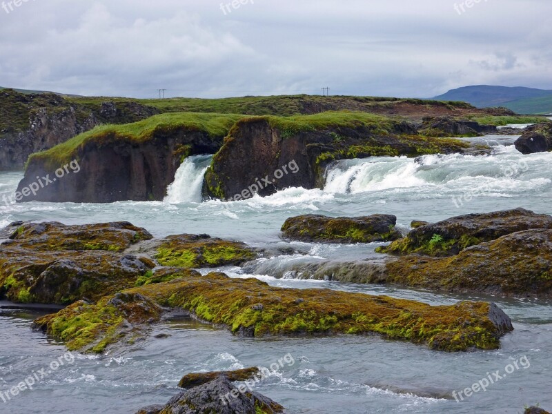 Waterfall Iceland Gradually Free Photos