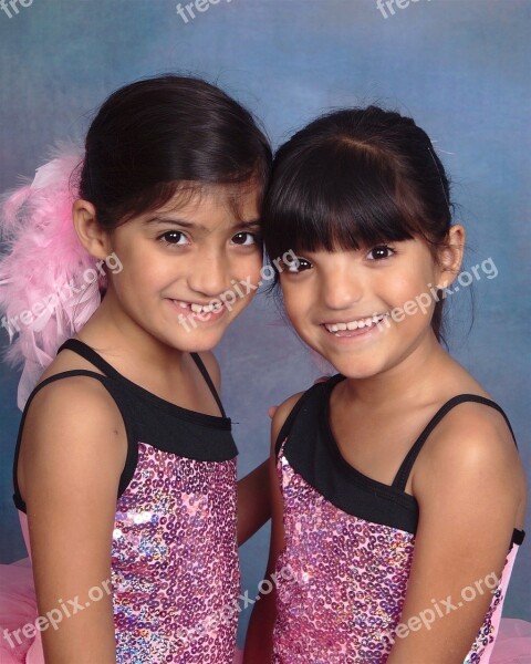 Twins Sisters Sparkle Kid Smile