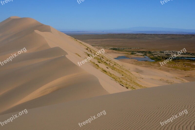 Mongolia Dune Gobi Landscape Free Photos