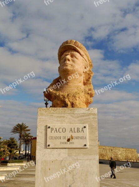 Cadiz Spain Statue Bust Paco Alba