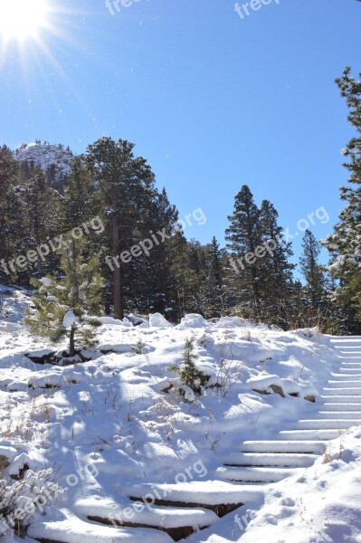 Snow Steps Stairs Sunshine Colorado